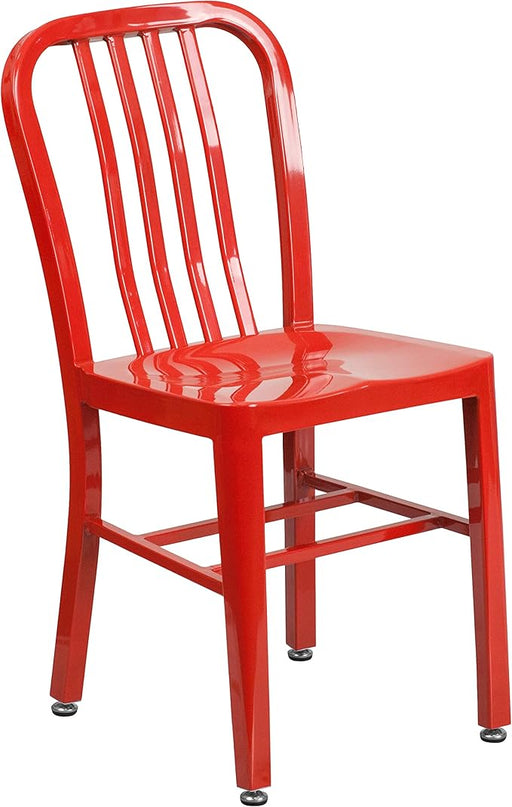 Flash Furniture Gael Indoor/Outdoor Modern Metal Dining Chairs, Commercial-Grade Galvanized Steel Restaurant Chairs, Set of 2, Red - LeafyLoom
