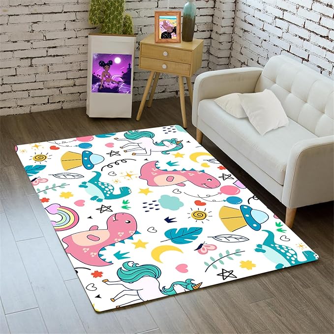 Dinosaur Rugs for Boys Bedroom - Dinosaur Room Decor for Boys Kids Area Rug Dinosaur Rug Boys Rugs for Bedroom Dinosaur Carpet Rugs Kids Play Rugs Cute Cartoon Dinosaur Decor,2'×3' - LeafyLoom