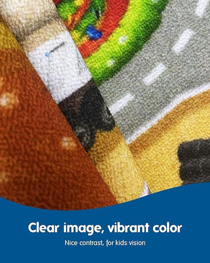 Booooom Jackson Kids Construction Site Play Rug Non-Slip Construction Vehicles Play Mat for Driving Toy Cars Daycare Nursery Preschool Playroom Kids Car Activity Carpet - LeafyLoom
