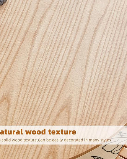 Round Wood Dining Table，Wooden Trestle Pedestal Base on Stainless Steel Plate，Small Space Kitchen Table，34.25" Modern Circular Tabletop for Kitchen, Dining Room, Restaurant，Cafe (Natural) - LeafyLoom