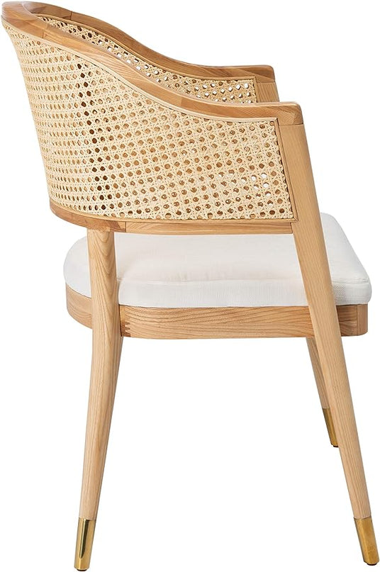 Safavieh Couture Home Collection Rogue Natural Rattan Living Room Dining Accent Chair (Fully Assembled) SFV4106B - LeafyLoom