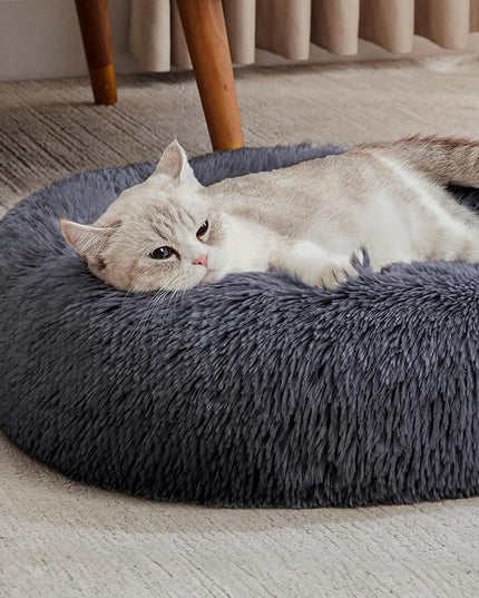 WESTERN HOME WH Calming Dog & Cat Donut Cuddler, Anti-Anxiety Warming Cozy Soft Round Bed, Fluffy Faux Fur Plush Cushion for Small Medium Dogs and Cats (20"/24"/27"/30") WESTERNHOME