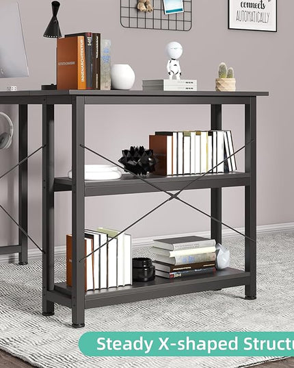 COTUBLR L Shaped Computer Desk, 47 Inch Small Corner Desk with Storage Shelves, Computer Desk Table Laptop Table Writing Desk Study Table for Home Office Workstation Small Spaces (Grey Oak) - LeafyLoom
