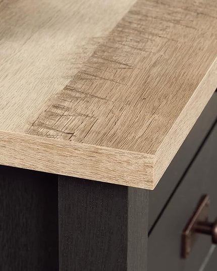 Sauder Cottage Road L-Desk, L: 65.12" x W: 58.66" x H: 29.76", Raven Oak Finish - LeafyLoom