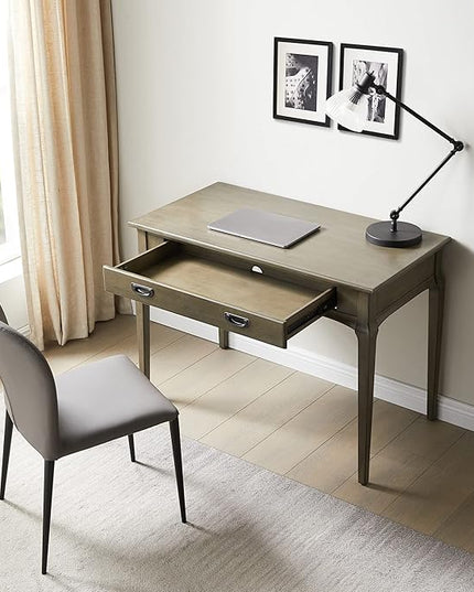 Leick Home 22400-GR Stratus Laptop Computer Desk with Drop Front Keyboard Drawer, Smoke Gray - LeafyLoom