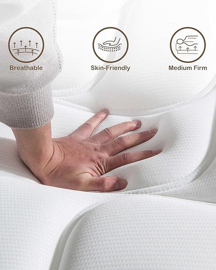 Full Mattress,12 Inch Full Size Mattress in a Box,Gel Memory Foam and Innerspring Hybrid Mattress with Individual Pocket Spring for Motion Isolation,Pressure Relief,Medium Firm Feel - LeafyLoom