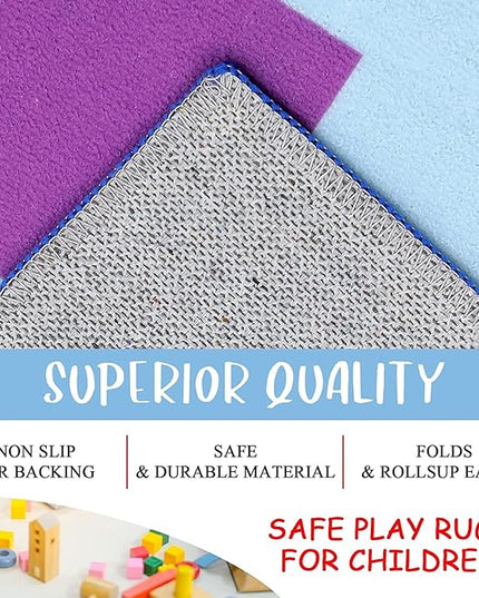 HEBE Kids Play Rug 3'4"x5' ABC Alphabet Numbers Shapes Educational Kid Area Rug Washable Baby Crawling Mat Non Slip Kid Play Mat Carpet for Girl Boy Bedroom Playroom - LeafyLoom