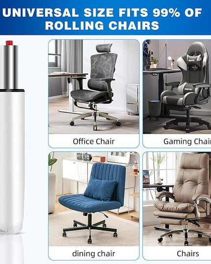 Premium Office Chair Cylinder Replacement - Universal Heavy-Duty Class 3 Hydraulic Piston with 1000lbs Load Capacity - Designed to Elevate Your Office Experience (White, Gas Lift) - LeafyLoom