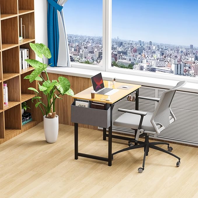 DUMOS 32 Inch Office Small Computer Desk Modern Simple Style Writing Study Work Table for Home Bedroom - Wood - LeafyLoom