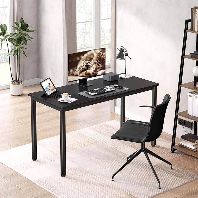 Computer Desk,55.1 inches Office Desk & Workstations for Home Office, Gaming Desk Computer Table,Modern Simple Style Laptop Table, Black - LeafyLoom