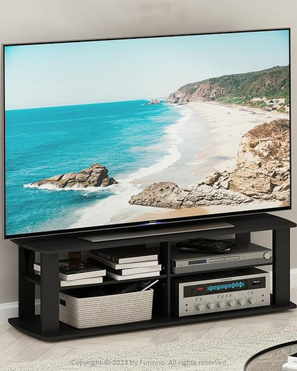 Furinno 11191BK THE Entertainment Center TV Stand, Black - LeafyLoom