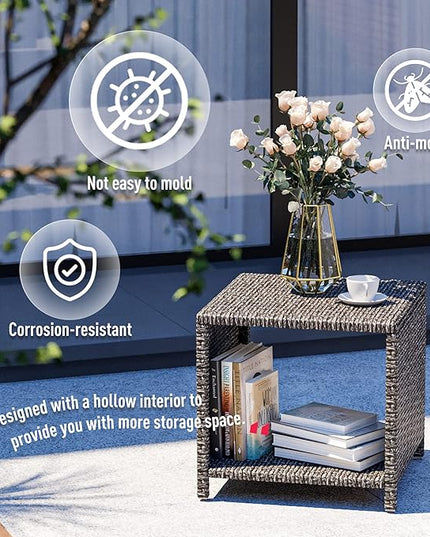 Pamapic 5 Pieces Wicker Patio Furniture Set Outdoor Patio Chairs with Ottomans Conversation Furniture with coffetable for Poorside Garden Balcony(Grey Cushion +Grey Rattan)… - LeafyLoom