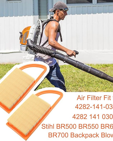 FitBest 2 Pack Air Filter for Stihl Backpack Blower BR500 BR550 BR600 BR700 replaces Part# 4282 141 0300 Pack of 2 Orange - LeafyLoom