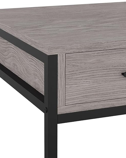 Martha Stewart Ollie Home Office Desk with 3 Drawers in Gray Wood Grain with Oil Rubbed Bronze Hardware - LeafyLoom
