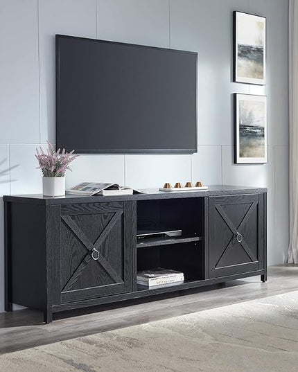 Henn&Hart Rectangular TV Stand for TV's up to 80" in Black Grain, TV Stands for the Living Room - LeafyLoom