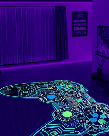 Gaming Rug for Boys Room Decor, Gamer Rugs Glow in The Blacklight Video Game Carpet Teens Playroom Non-Slip Area Rug Game Bedroom Floor Casual Mat (60"x39") - LeafyLoom