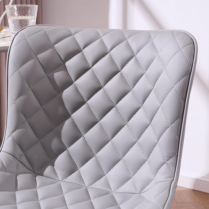 YOUNIKE Dining Kitchen Desk Chairs Modern Minimalist Faux Leather Indoor Padded Upholstered with Back Suitable for Kitchen Living Room Coffee Shop, Loads up to 300lbs Set of 2 Grey - LeafyLoom