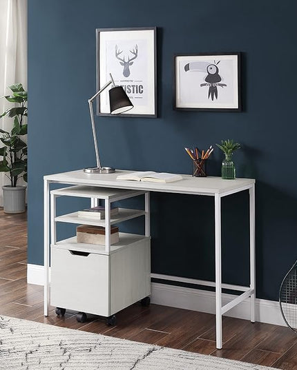 OSP Home Furnishings Contempo 42-Inch Desk, White - LeafyLoom