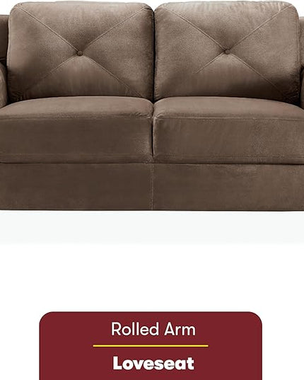 Lifestyle Solutions Harrington Loveseat Microfiber Brown - LeafyLoom