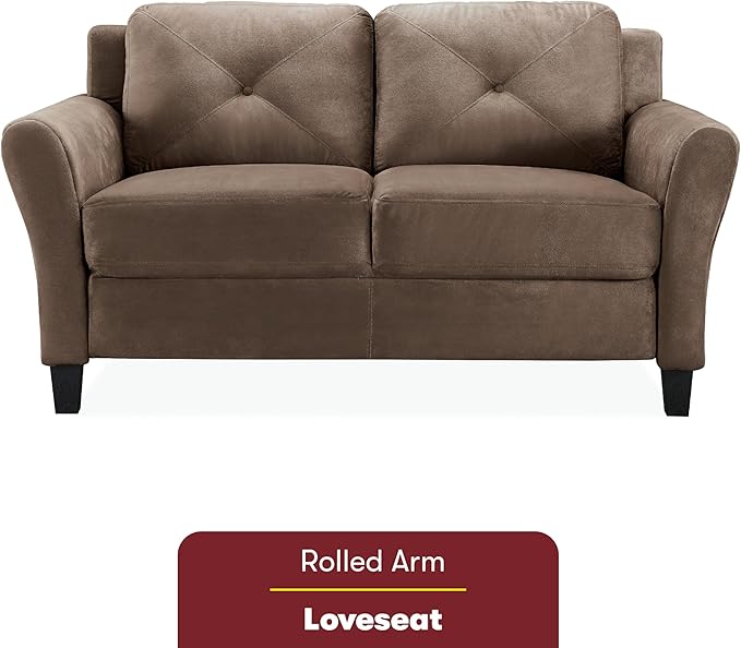Lifestyle Solutions Harrington Loveseat Microfiber Brown - LeafyLoom