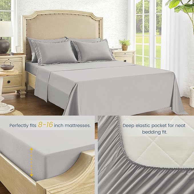 Twin Bed in a Bag 5 Pieces Comforter Set Twin, Wood Grain Texture Bedding Comforter Set Light Grey Bed Set with Comforter, Pillowcase, Flat Sheet, Fitted Sheet and Pillow Sham - LeafyLoom