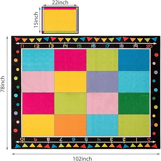 Booooom Jackson Classroom Carpet, Children's Classroom Rug 8'5"x6'5”Kid Rug with Non-Slip Backing,Children's Classroom Educational Seating Carpet Elementary - LeafyLoom