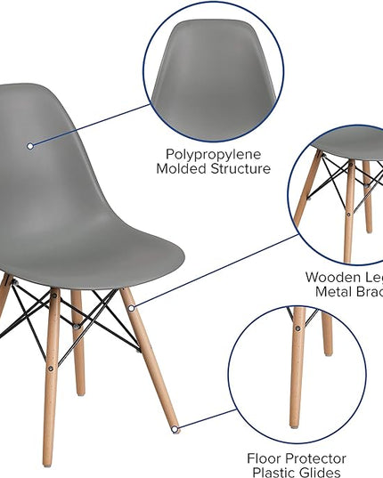 Flash Furniture Elon Series Moss Gray Plastic Chair with Wooden Legs - LeafyLoom