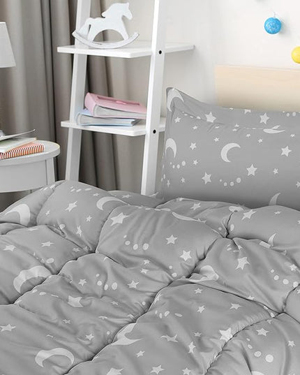 Utopia Bedding All Season Moon Star Comforter Set with 2 Pillow Cases, 3 Piece Soft Brushed Microfiber Kids Bedding Set for Boys/Girls, Machine Washable (Twin) - LeafyLoom