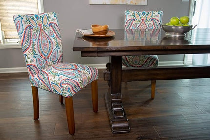 HomePop Parsons Classic Upholstered Accent Dining Chair, Set of 2, Colorful Paisley - LeafyLoom