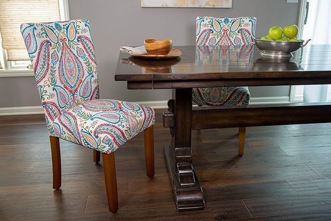 HomePop Parsons Classic Upholstered Accent Dining Chair, Set of 2, Colorful Paisley - LeafyLoom