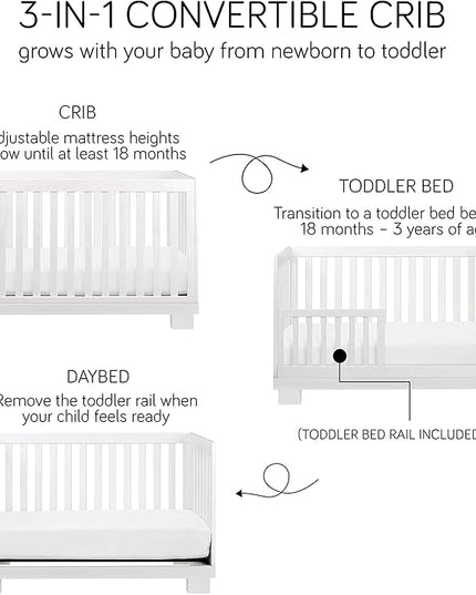 Babyletto Modo 3-in-1 Convertible Crib with Toddler Bed Conversion Kit in White, Greenguard Gold Certified - LeafyLoom