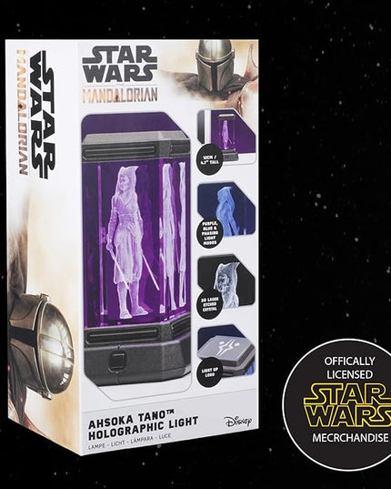 Paladone Ahsoka Tano Holographic Light, 3D Laser-Etched Crystal Model of Ahsoka Tano from The Mandalorian, 12cm (4.7") Tall Star Wars Lighting - LeafyLoom