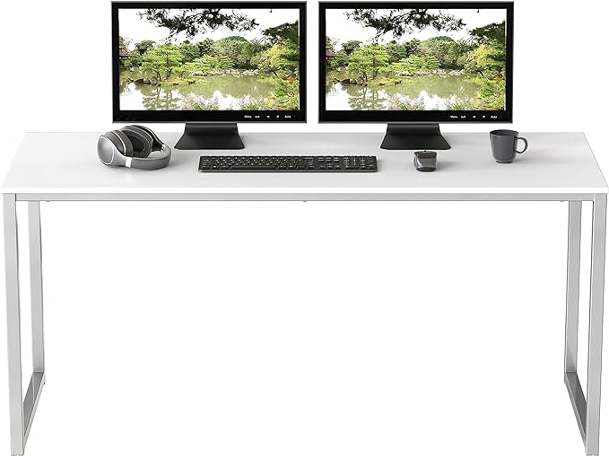 SHW Home Office 48-Inch Computer Desk, 24" Deep, White - LeafyLoom