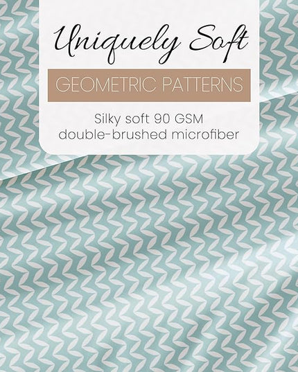 4 Piece Full Bedding Sheet Set (Light Blue Chevron) - Sleep Better Than Ever with These Ultra-Soft & Cooling Bed Sheets for Your Full Size Bed - Deep Pocket Fits 16" Mattress - LeafyLoom