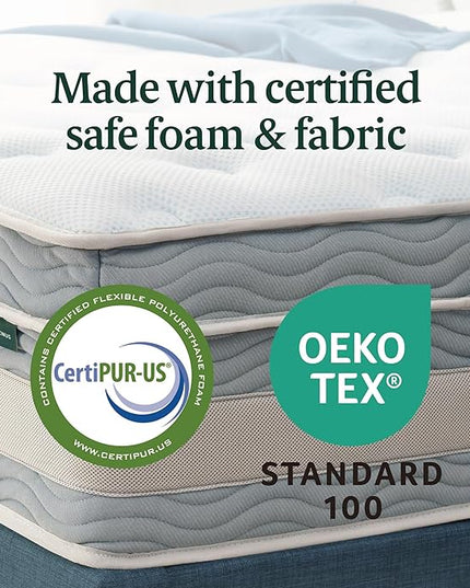 ZINUS 14 Inch Cooling Comfort Support Hybrid Mattress [New Version], King, Fiberglass free, Medium Plush, Cooling Motion Isolation, Certified Safe Foams & Fabric, Mattress in A Box - LeafyLoom