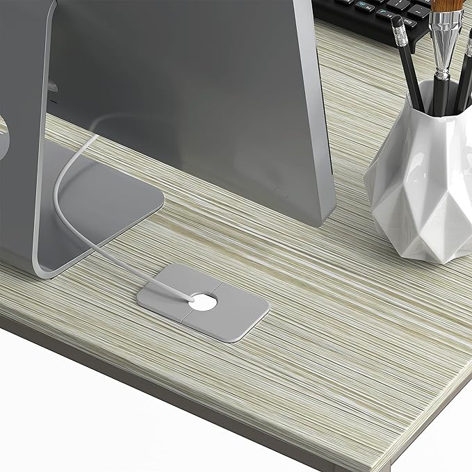 SHW Home Office 55-Inch Large L Shaped Corner Desk, 24" Deep, Maple - LeafyLoom
