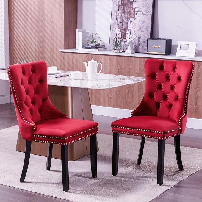 NicBex Haerin-SD-00102-LWJ Dining Chairs, 25.5"x19.7"x37.4", Burgundy - LeafyLoom