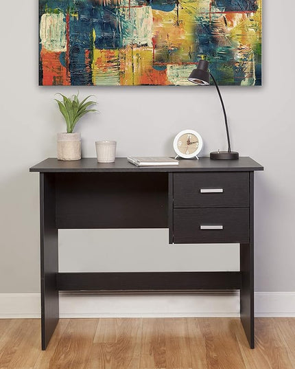 OneSpace Adina 2 Drawers Writing Desk, Black - LeafyLoom