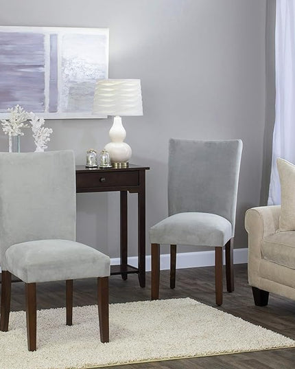 HomePop Parsons Classic Upholstered Accent Dining Chair, Set of 2, 19"D x 23.5"W x 38"H, Gray Velvet - LeafyLoom