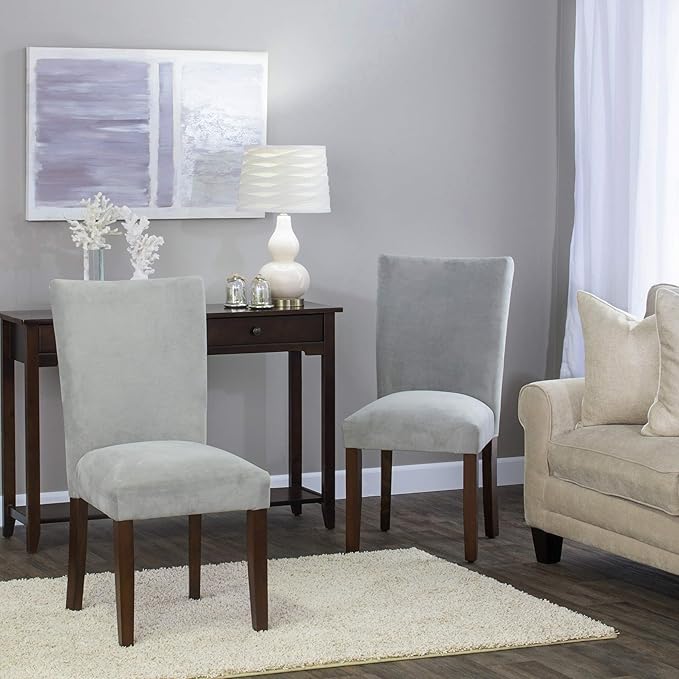 HomePop Parsons Classic Upholstered Accent Dining Chair, Set of 2, 19"D x 23.5"W x 38"H, Gray Velvet - LeafyLoom