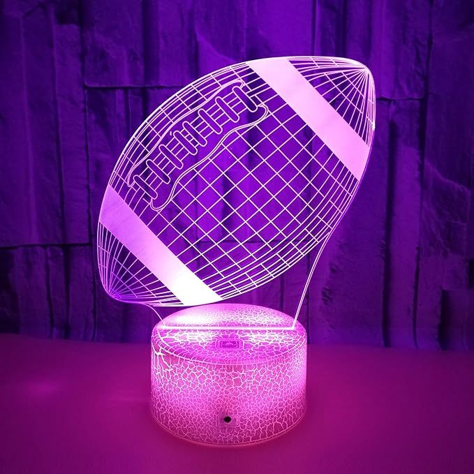 Football Night Lights for Kids, 3D LED Illusion Lamp 7 Colors Changing Nightlight with USB Powered, Touch & Remote Control Best Birthday Christmas Gifts for Boys Girls Kids Baby - LeafyLoom