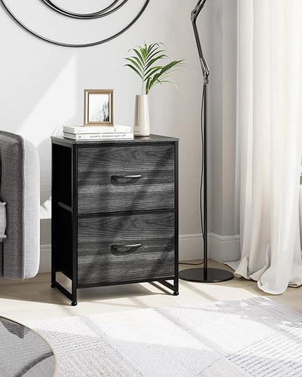 Nicehill Nightstand, Small Dresser, Bedside Furniture, Night Stand End Table with Storage Drawers for Bedroom, Black Wood Grain - LeafyLoom