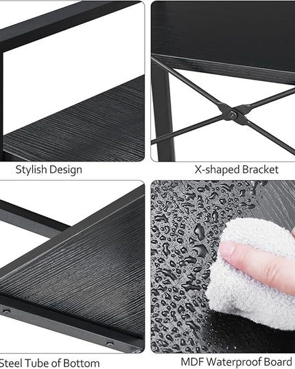 BEWISHOME 3 Tier Bookshelf, Modern Small Book Shelf for Small Spaces, Black Wooden Shelves for Bedroom Living Room and Home Office, 13.78" D x 24.12" W x 37.09" H, JCJ42B - LeafyLoom