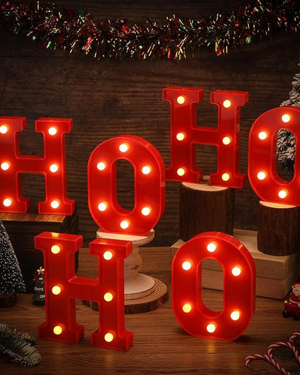 VIHOSE Christmas LED Letter Lights Sign Table Decoration Christmas Light up Letters Battery Powered Letter for Home Bar Christmas Party Bedroom Tabletop Decoration Gift(Ho Ho Ho) VIHOSE