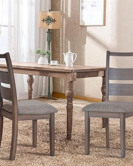 COLAMY Upholstered Dining Chairs Set of 2, Fabric Dining Room Kitchen Side Chair with Adjustable Foot Pegs and Ladder High Back - Light Brown - LeafyLoom