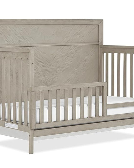 Evolur Lourdes Convertible Crib Toddler Guard Rail in Porcini, Full and Easy Assembly, Lasting Quality, Converts Cribs to Toddler Beds, Made of Solid Hardwood - LeafyLoom
