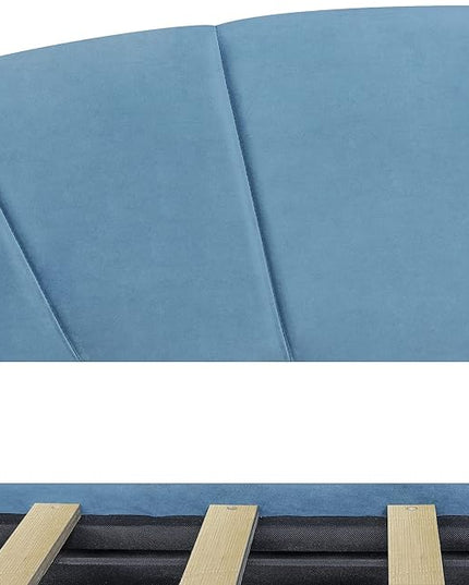 Twin Size Upholstered Daybed with 2 Storage Drawers, Elegant Sofa Bed Day Bed Frame with Wood Slat Support for Bedroom, Living Room Guestroom, No Box Spring Needed, Blue - LeafyLoom