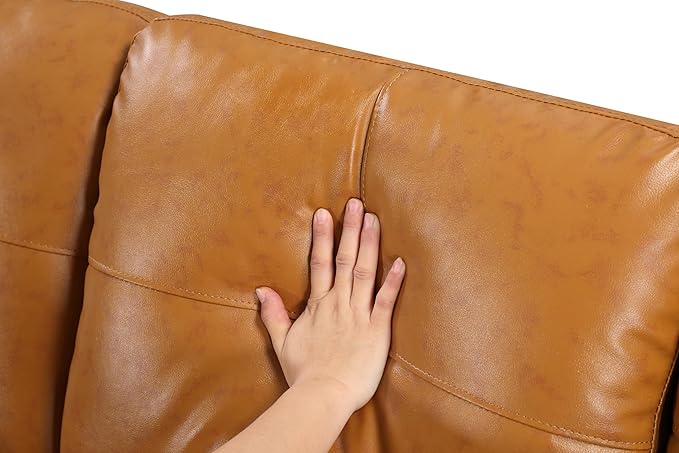 98" L Shaped Sectional Sofa Set with Storage Ottoman Reversible Back Cushion Cupholders,Faux Leather Upholstered Modular Couch for Living Room,Office,Home Furniture,Ginger - LeafyLoom