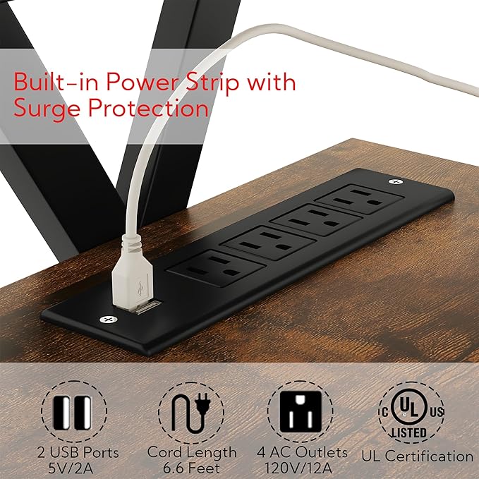 Yusong 65 inch LED TV Stand, Entertainment Center Gaming TV Table with Outlets, Up to 65" Media Console for Living Room, 29+DIY Dynamic RGB Modes, Rustic Brown and Black - LeafyLoom
