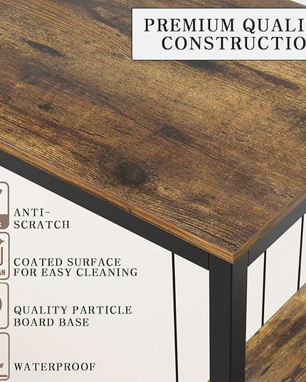 Computer Desk 47" Writing Desk Study Table with CPU Storage Shelf for Home Office, Workstation, Office, Gaming Room- Sturdy Stable Black Metal Frame, Rustic Brown - LeafyLoom